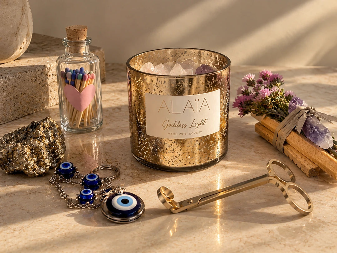 Accesorios para velas Alaïa organizados en casa